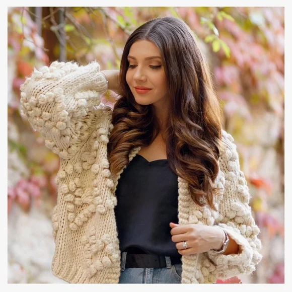 New Open Front Ivory Cardigan. Oversized Size Small - Picture 5 of 8